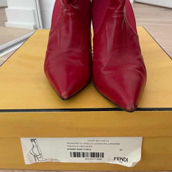 Auth Fendi Rockoko Red Ankle Sock Boots Size 37 - Picture 2 of 7